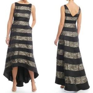 ❤️PRICED TO SELL BEFORE DONATING ❤️Black lace and satin striped evening gown